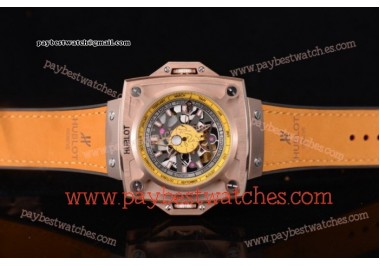 Hublot Masterpiece MP 08 Antikythera Sunmoon 908.NX.1023.GR Skeleton Dial Yellow Leather Rose Gold Watch