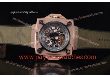 Hublot Masterpiece MP 08 Antikythera Sunmoon 908.NX.1033.GR Skeleton Dial Army Green Leather Rose Gold Watch