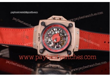 Hublot Masterpiece MP 08 Antikythera Sunmoon 908.NX.1032.GR Skeleton Dial Red Leather Rose Gold Watch