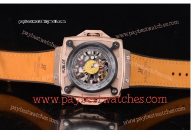 Hublot Masterpiece MP 08 Antikythera Sunmoon 908.NX.1030.GR Skeleton Dial Yellow Leather Rose Gold Watch