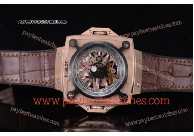 Hublot Masterpiece MP 08 Antikythera Sunmoon 908.NX.1024.GR Skeleton Dial Brown Leather Rose Gold Watch