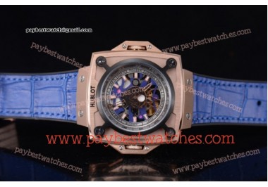 Hublot Masterpiece MP 08 Antikythera Sunmoon 908.NX.1029.GR Skeleton Dial Blue Leather Rose Gold Watch