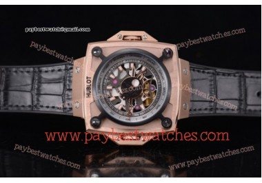 Hublot Masterpiece MP 08 Antikythera Sunmoon 908.NX.1031.GR Skeleton Dial Black Leather Rose Gold Watch