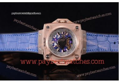 Hublot Masterpiece MP 08 Antikythera Sunmoon 908.NX.1026.GR Skeleton Dial Blue Leather Rose Gold Watch