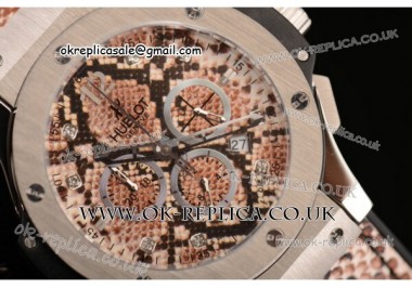 Hublot Big Bang Boa Bang Chrono Miyota OS20 Quartz Steel Case with Brown Dail Diamond/Stick/Arabic Markers and Brown Boa Leather Strap