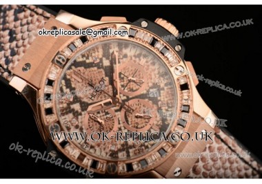 Hublot Big Bang Boa Bang Chrono Miyota OS20 Quartz Rose Gold Case with Brown Boa Dial Diamond Markers and Brown Boa Leather Strap