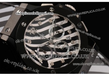 Hublot Big Bang Zebra Bang Chrono Miyota OS20 Quartz PVD Case with Zebra-print  Dial and Zebra-print Leather Strap