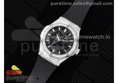 Classic Fusion Orlinski SS Full Diamonds APSF 1:1 Best Edtion Black Faceted Dial on Black Rubber Strap A2892