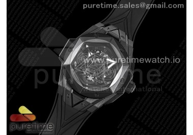 Big Bang Sang Bleu II Chrono PVD HRF Best Edition Black Dial on Black Gummy Strap A7750