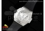 Big Bang Sang Bleu II Chrono SS Diamonds HRF Best Edition Black Dial on Black Gummy Strap A7750