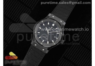 Classic Fusion 42mm Real Black Ceramic GSF 1:1 Best Edition Black Dial on Black Gummy Strap SW300