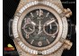 Hublot Big Bang Unico RG Full Diamonds ZF 1:1 Best Edition Skeleton Dial T Diamonds Bezel on Black Rubber Strap A1280