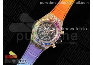 Big Bang Unico Rainbow King RG 45mm ZF 1:1 Best Edition on Rainbow Gummy Strap A1280